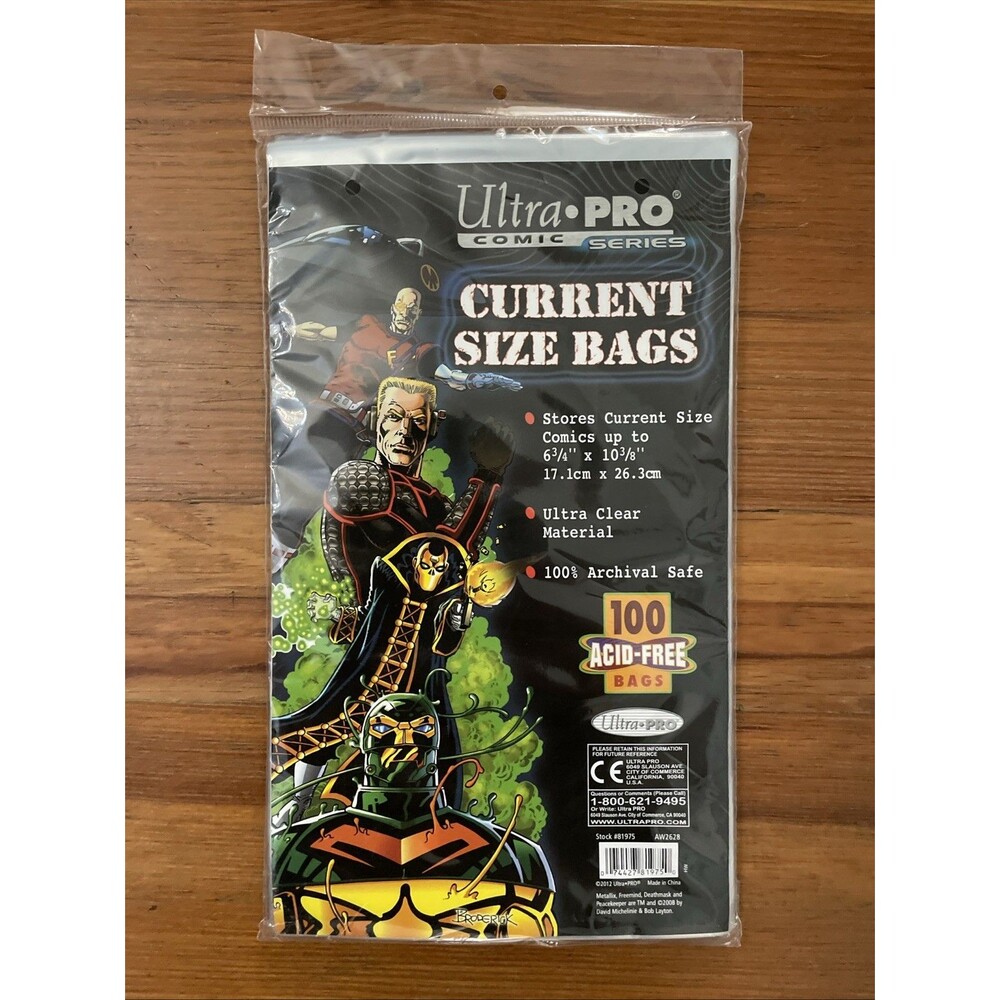 Ultra Pro Current Size Comic Bags 100ct Clear Acid-Free 6.75 x 10.375